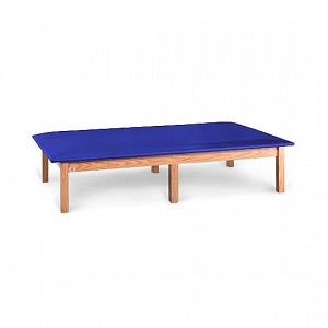 Hausmann Upholstered Mat Platforms - Bariatric Mat Platform, 4' x 6', Oak / Blue - 1412-46-346-113