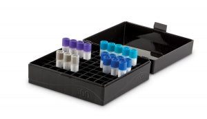 Heathrow Scientific 100-Place Microtube Storage Boxes - 100-Place Microtube Storage Box, Black - HS120043