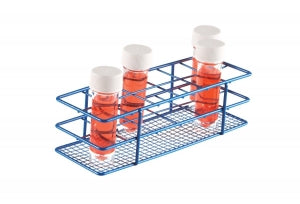 Heathrow Scientific LLC Epoxy Coated Wire Test Tube Racks - HDPE-Coated Wire Tube Rack, 33mm Well Dia., 12-Well, 2 x 6 Array, Blue - HS120087