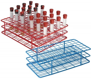 Heathrow Scientific LLC Epoxy Coated Wire Test Tube Racks - HDPE-Coated Wire Tube Rack, 13mm Well Dia., 72-Well, 6 x 12 Array, Blue - HS120089