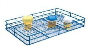 Heathrow Scientific LLC Epoxy-Coated Wire Test Tube Racks - HDPE-Coated Wire Urine Container Rack, 58mm Well Dia., 6 x 4 Array, Blue - HS120091