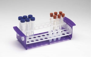 Heathrow Scientific Customizable Test Tube Racks - 5/15 mL/16 mm Tube Rack, Rotating Shelves, 40-Place, Purple / Natural - HS120167