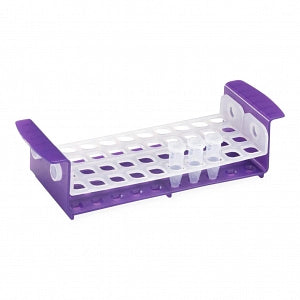 Heathrow Scientific Customizable Test Tube Racks - 5/15 mL/16 mm Tube Rack, Rotating Shelves, 40-Place, Purple / Natural - HS120167