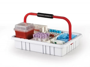 Heathrow Scientific Phlebotomy Blood Collection Tray - Blood Collection Tray with 60-Place, 17mm Tube Rack, 419mm x 311mm x 85mm, White - HS120261