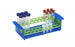 Heathrow Scientific Customizable Test Tube Racks - 5/15 mL/16 mm Tube Rack, Rotating Shelves, 40-Place, Blue / Green - HS120467