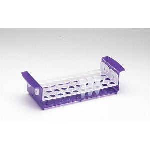 Heathrow Scientific Customizable Test Tube Racks - 10-17 mm Tube Rack, Rotating Shelves, 40-Place, Purple / Natural - HS120498