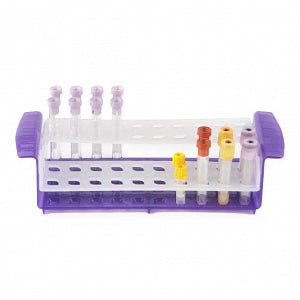 Heathrow Scientific Customizable Test Tube Racks - 10-17 mm Tube Rack, Rotating Shelves, 40-Place, Purple / Natural - HS120498