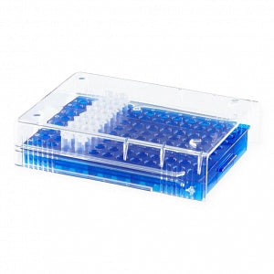 Heathrow Scientific 96-Well PCR Tube Rack - Low-Temp PCR Tube Rack for 2mL Tubes, 96-Well, 5/Pack, Blue - HS120539