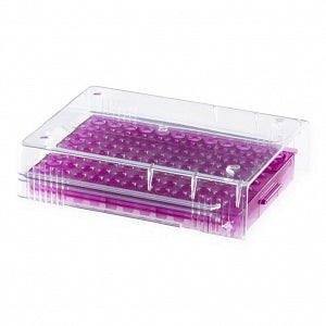 Heathrow Scientific 96-Well PCR Tube Rack - Low-Temp PCR Tube Rack for 2mL Tubes, 96-Well, 5/Pack, Purple - HS120541