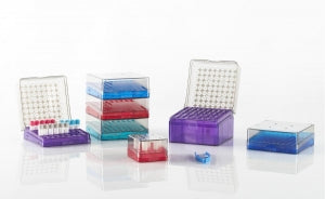 Heathrow Arctic Squares Cryogenic Tube Storage Boxes - Arctic Squares Polycarbonate Cryogenic Tube Storage Box, 81-Place, Assorted - HS23381B