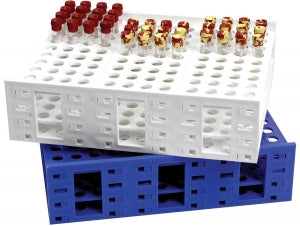 Heathrow Mega Rack Clinical Tube Racks - Mega Rack Tube Rack for 5 to 7mL Tubes, Single, Blue - HS24322A