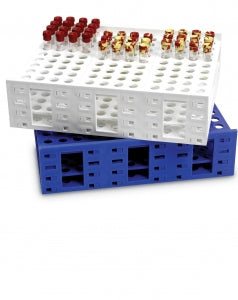 Heathrow Mega Rack Clinical Tube Racks - Mega Rack Tube Rack for 5 to 7mL Tubes, Single, White - HS24322E