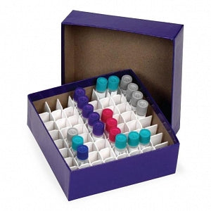 Heathrow Cardboard Cryogenic Vial Boxes and Partitions - Cryogenic Vial Box with Lid, White, 1.5 mL and 2 mL, 2" - HS2860A