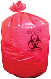 Heritage Bag Low-Density Printed Biohazard Flat Can Liners - Low-Density Printed Biohazard Flat Can Liner, Red, 1.3 mil, 8-10 gal - A4823PR