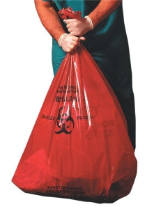 Heritage Bag Low-Density Printed Biohazard Flat Can Liners - Low-Density Printed Biohazard Flat Can Liner, Red, 1.3 mil, 12-16 gal. - A4832PR