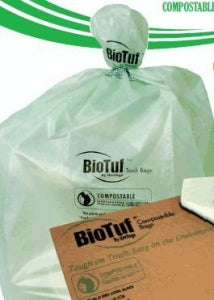 Heritage-Bag BioTuf 100% Compostable Can Liners - BioTuf Compostable Bag, Green, 1.2 Mil, 39" x 29" - Y6039SE R01