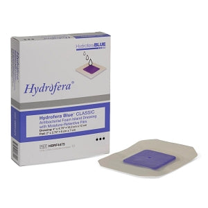 Hydrofera Hydrofera Blue Classic Foam Dressings - Hydrofera Blue Classic Foam Dressing with Moisture-Retentive Film, 4" x 4-3/4" - HBRF4475