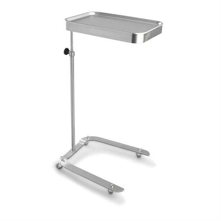 Hand-Operated Stainless Steel Mayo Stand With Standard-Size Tray - Tray size: 19.125"L x 13.75"W