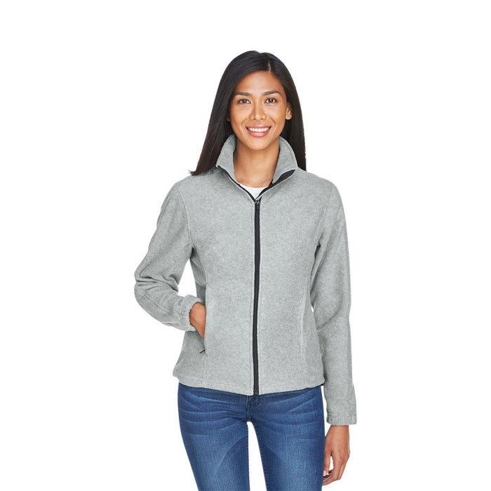 Ultraclub Ladies Fleece Jackets - Women's 100% Polyester Fleece Jacket, Heather Gray, Size XL - 8484 GREY HEATHER XL