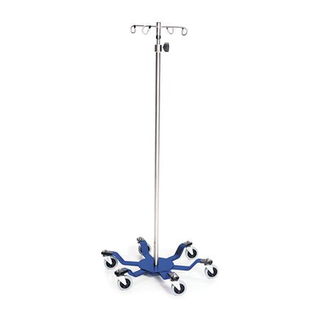 Heavy-Duty Spider Leg Stainless Steel IV Pole 4-Hook Top