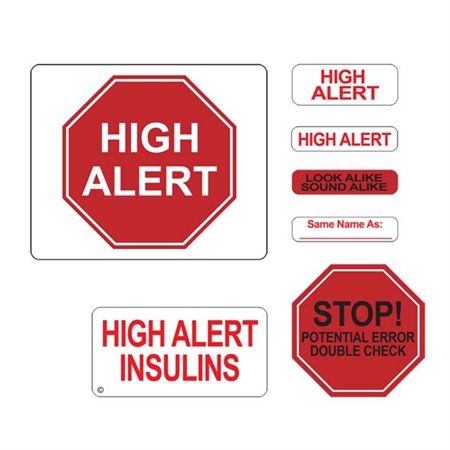 High Alert Labels in Blister Packs HIGH ALERT INSULINS" Label - 2.6875"W x 1.375"H