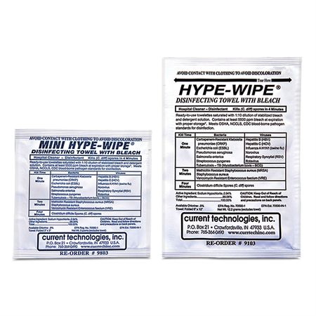 HYPE-WIPE Towels Mini - 3"L x 3"W towelette - 3"L x 3"W pouch