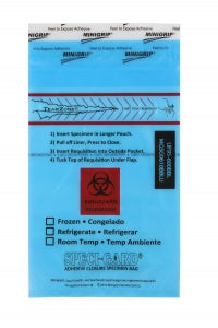 Inteplast Group Ltd 3 Wall Blue Biohazard Specimen bag - BAG, SPECIMEN, 6X10, BLUE, TRNSPNT, 2PCKT - UF95-600BBL