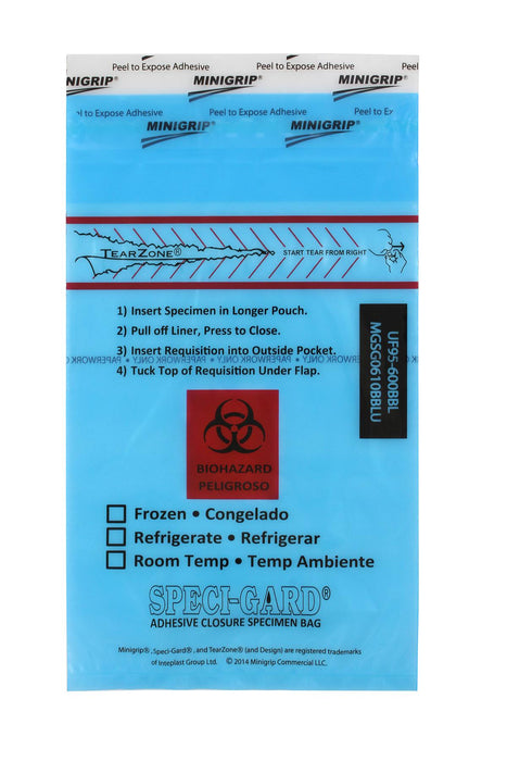 3 Wall Blue Biohazard Specimen bag by Inteplast Group Ltd