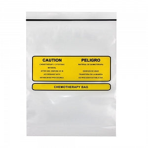 Inteplast Group Chemo Bags - Chemo Bag with Zipper Closure, 4 mL, Clear and Yellow, 12" x 15" - MGCHEMO1215