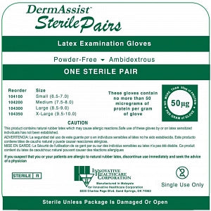 Innovative Healthcare DermAssist Powder-Free Latex Gloves - DermAssist Powder-Free Latex Glove, Sterile, Size S - 104100