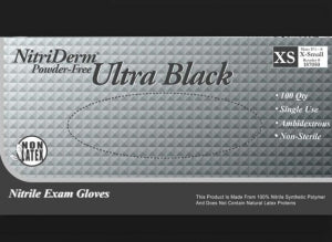 Innovative Healthcare Corporation NitriDerm Ultra Black Nitrile Exam Gloves - Chemo Powder-Free Nitrile Exam Gloves, Black, Size XL - 187350