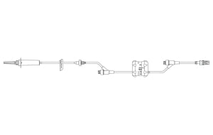 BD Gravity Sets (Special Applications) - Flow Regulator 15-Drop 75" IV Gravity Set with Check Valve, Slide Clamp, 2 NAC-Y Needle-Free Valves and Spin Male Luer Lock - MFS124