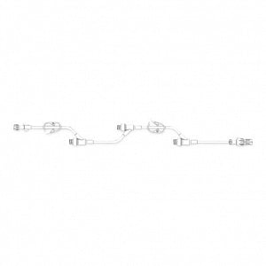 BD Standard Bore IV Extension Sets - Standard Bore IV Extension Set with 2 Pinch Clamps, 3 NAC-y Needle-Free Valves, Spin Male Luer Lock, 19", 3.8 mL Priming Volume, Non-DEHP - MX9076