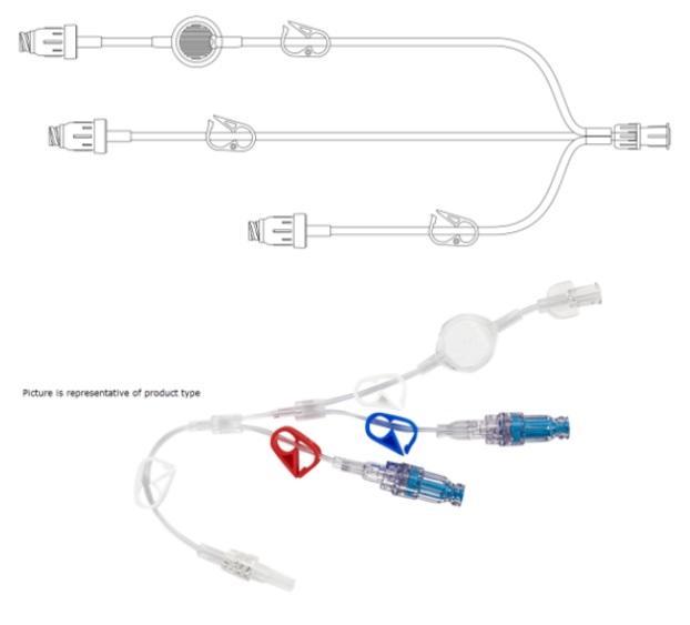 BD Trifuse Extension Sets - Tri-Fuse Micro Bore Extension Set with 3 Bonded MaxZero Needle-Free Connectors, 0.2-Micron Filter, 3 Slide Clamps, Red / White / Blue, and Spin Male Luer Lock, 0.8 mL Priming Volume, 5.5" - MZ9270