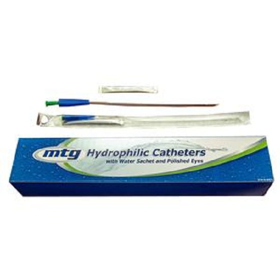 MTG Hydrophilic Intermittent Catheter, Coude Tip, Vinyl, 12Fr OD, 16" - 30 Per Box