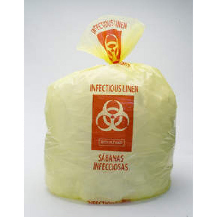 Hospital Bag "Infectious Linen" Waste Liner Printed In English And Spanish Color: Yellow Material: Plastic Size: 33 Gallon 250 / Case