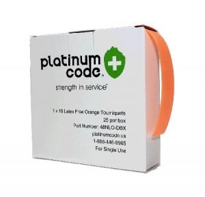 Platinum Code Smooth Tourniquets - TOURNIQUET, 1"X18", ORANGE, SMOOTH, 25/BX - 48NLO-DBX