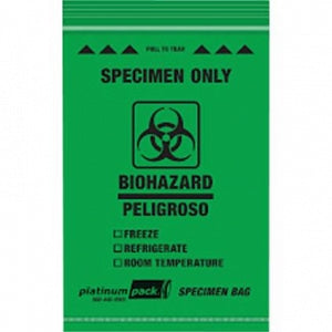 Platinum Code PlatinumCode Biohazard Specimen Bags - Biohazard Specimen Bag, Plastic, Green - 48609-GREEN