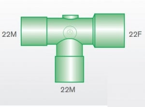 Intersurgical T-piece connectors - T-Piece Connector, 22 m x 22 m x 22 F - 19826000