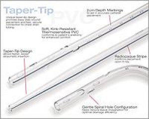 Atrium Medical Right-Angle PVC Taper-Tip Catheters - Right Angle PVC Thoracic Catheter, 28 Fr - 8128