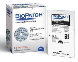 Johnson & Johnson Biopatch Protective Disks with CHG - Biopatch CHG Dressing, 1" Disk, 4mm Center - 4150