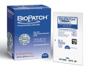 Johnson & Johnson Biopatch Protective Disks with CHG - Biopatch CHG Dressing, 0.75" Disk, 1.5mm Center - 4151