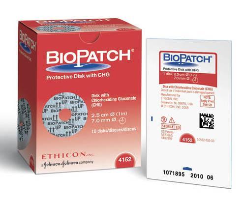 Johnson & Johnson Biopatch Protective Disks with CHG - DRESSING, BIOPATCH, CHG, 7MM, CENTER, VA - 4152