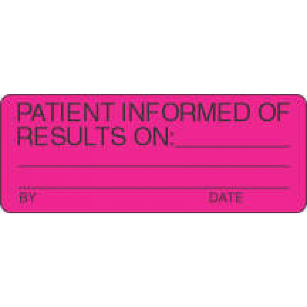 Label Paper Permanent Patient Informed Of 2 1/4" X 7/8" Fl. Pink 1000 Per Roll