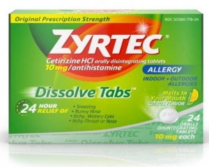 Johnson & Johnson Zyrtec Dissolve Tabs - Zyrtec Dissolving Allergy Tablets, Citrus, 24 Hour - 024224