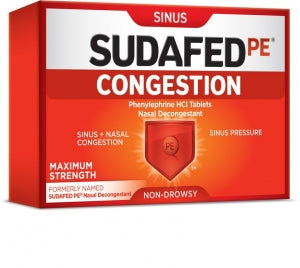 Johnson & Johnson Sudafed PE Sinus Tablets - Sudafed PE Sinus Congestion, Day and Night, 20/Carton - 300450113214