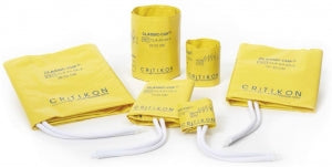 GE Healthcare Yellow GE Critikon Classic-Cuf BP Cuffs - Classic-Cuf Blood Pressure Cuffs with 2-Tube DINACLICK Connector, Yellow / Blue, Large Adult - CLA-A3-2A-X