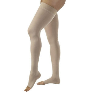 BSN Medical Relief Thigh-High Compression Stockings - Relief Compression Stockings, 30-40 mmHg, Open Toe, Thigh High, Beige, Size S Regular - 114204