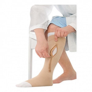 Jobst UlcerCare Venous Ulcer Zipper Compression Stocking / Liner - 40 mmHg Compression Rating UlcerCare Left Zipper Compression Stocking with Liner Set, Beige, Size 2XL - 114489