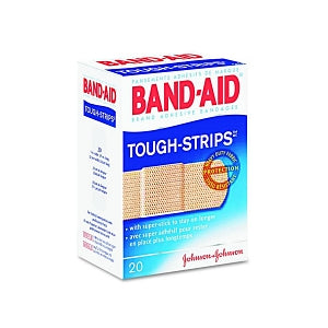 Johnson & Johnson Band-Aid Tough-Strips Fabric Bandage - Flexible Fabric Adhesive Tough Strip Bandages, 1" x 3 1/4" - 4408